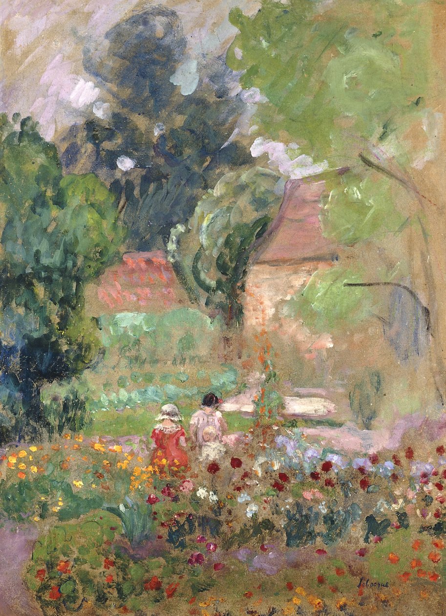 Marthe, Nono and Pierre in the Garden by Henri Lebasque