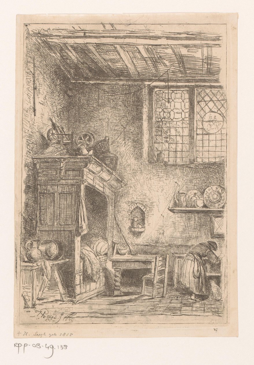 Flemish Interior with Bedstead by Henri Leys (baron)