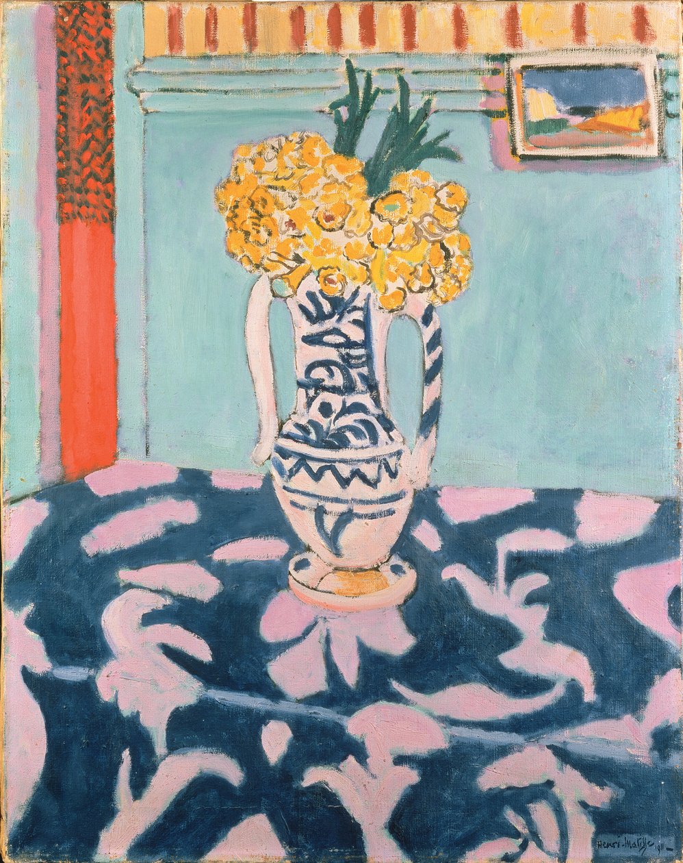Cowslips on Blue and Pink Cloth by Henri Matisse