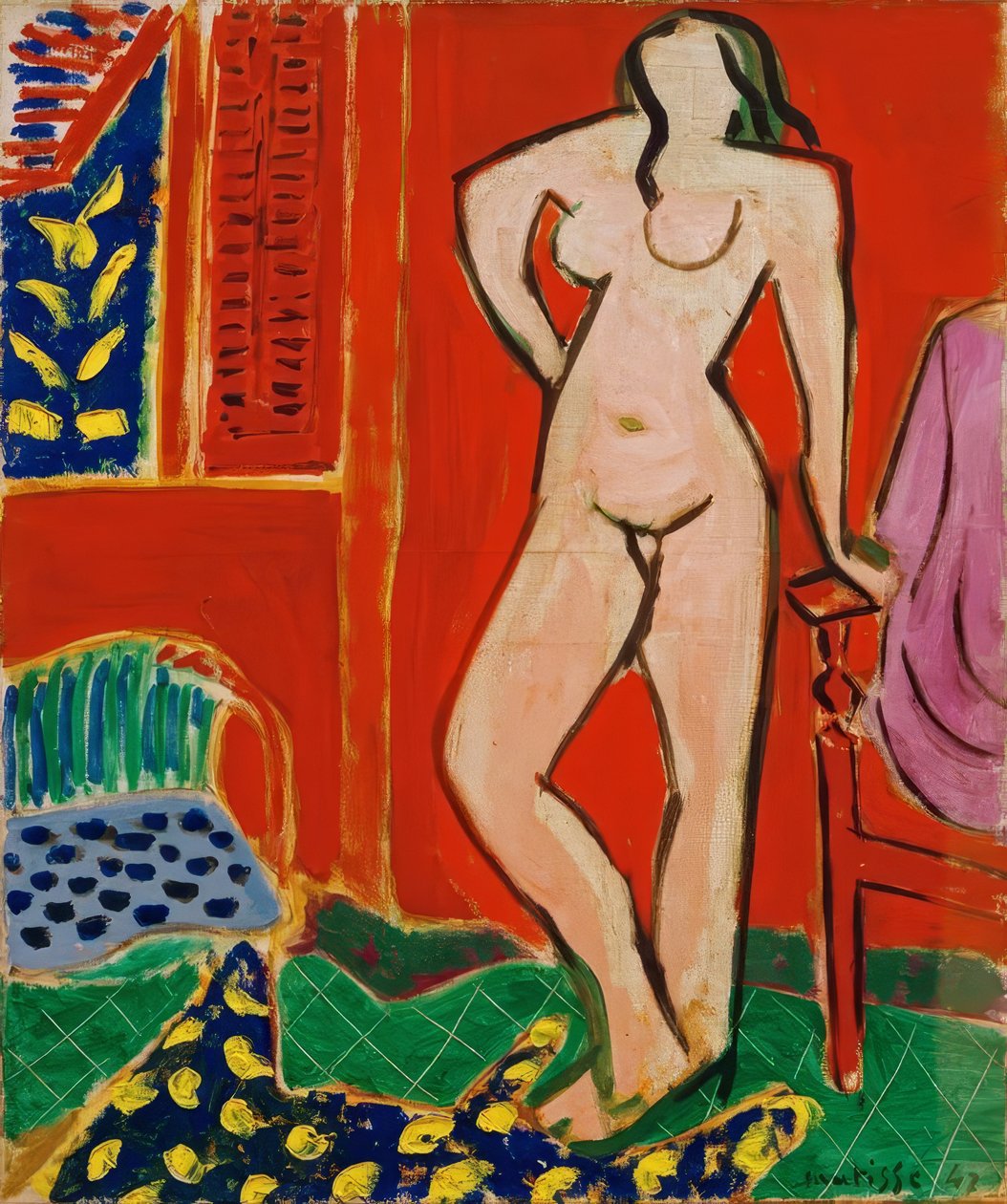 Nude in Pink, Red Interior by Henri Matisse