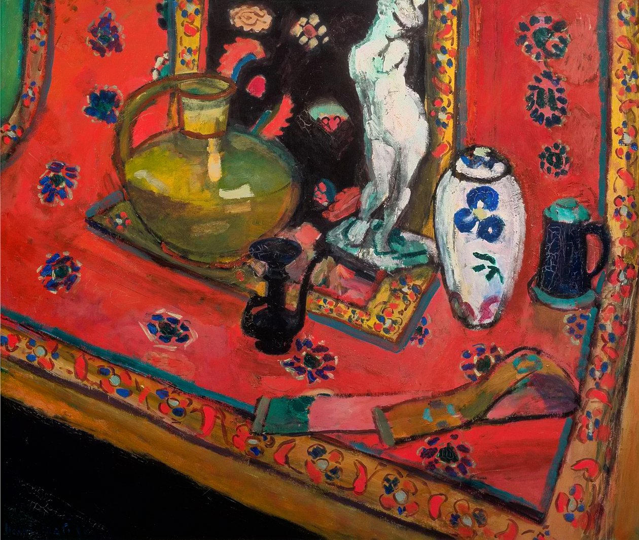 Statuette and Vases on an Oriental Carpet by Henri Matisse