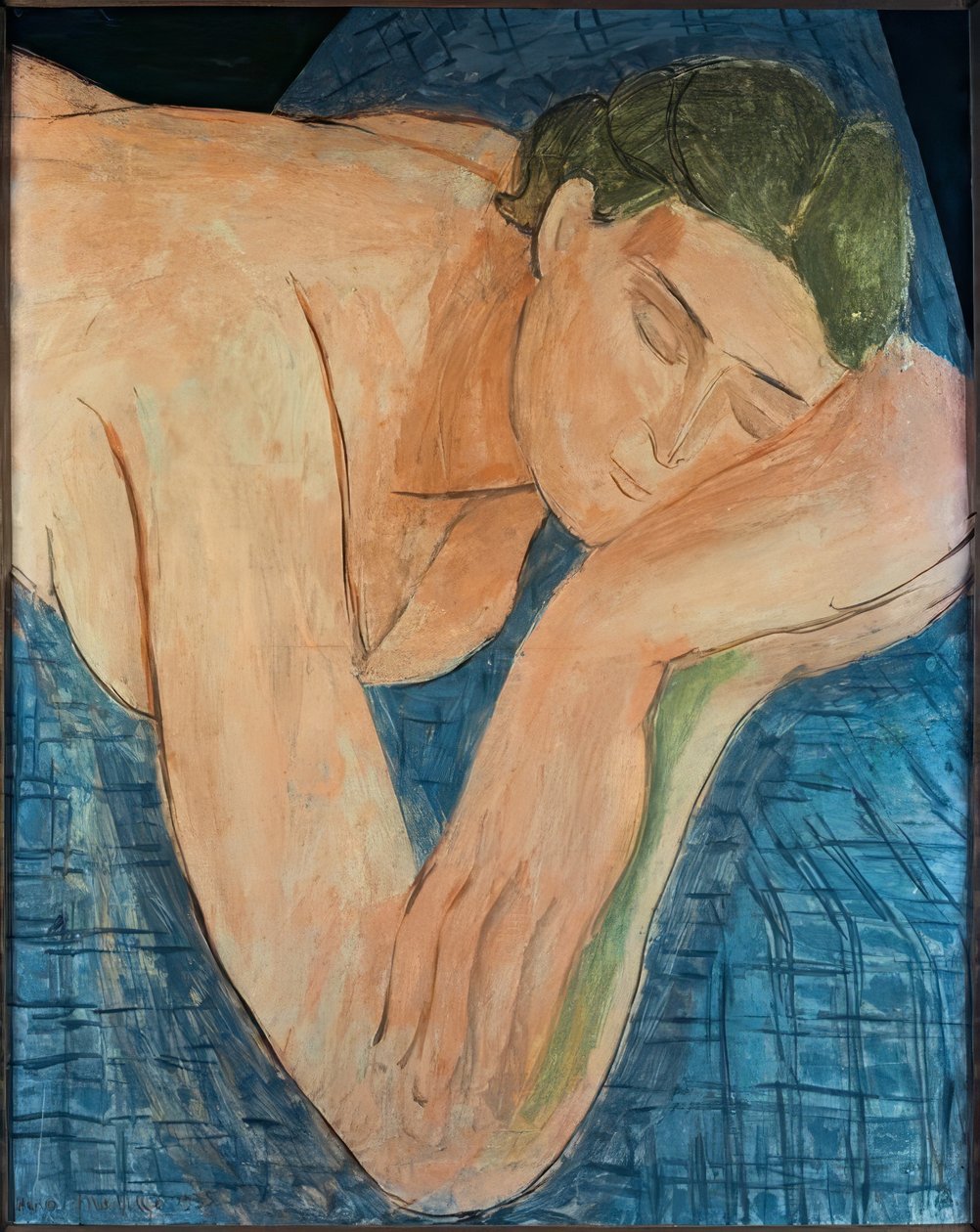 The Dream (Figure sleeping on blue ground) by Henri Matisse