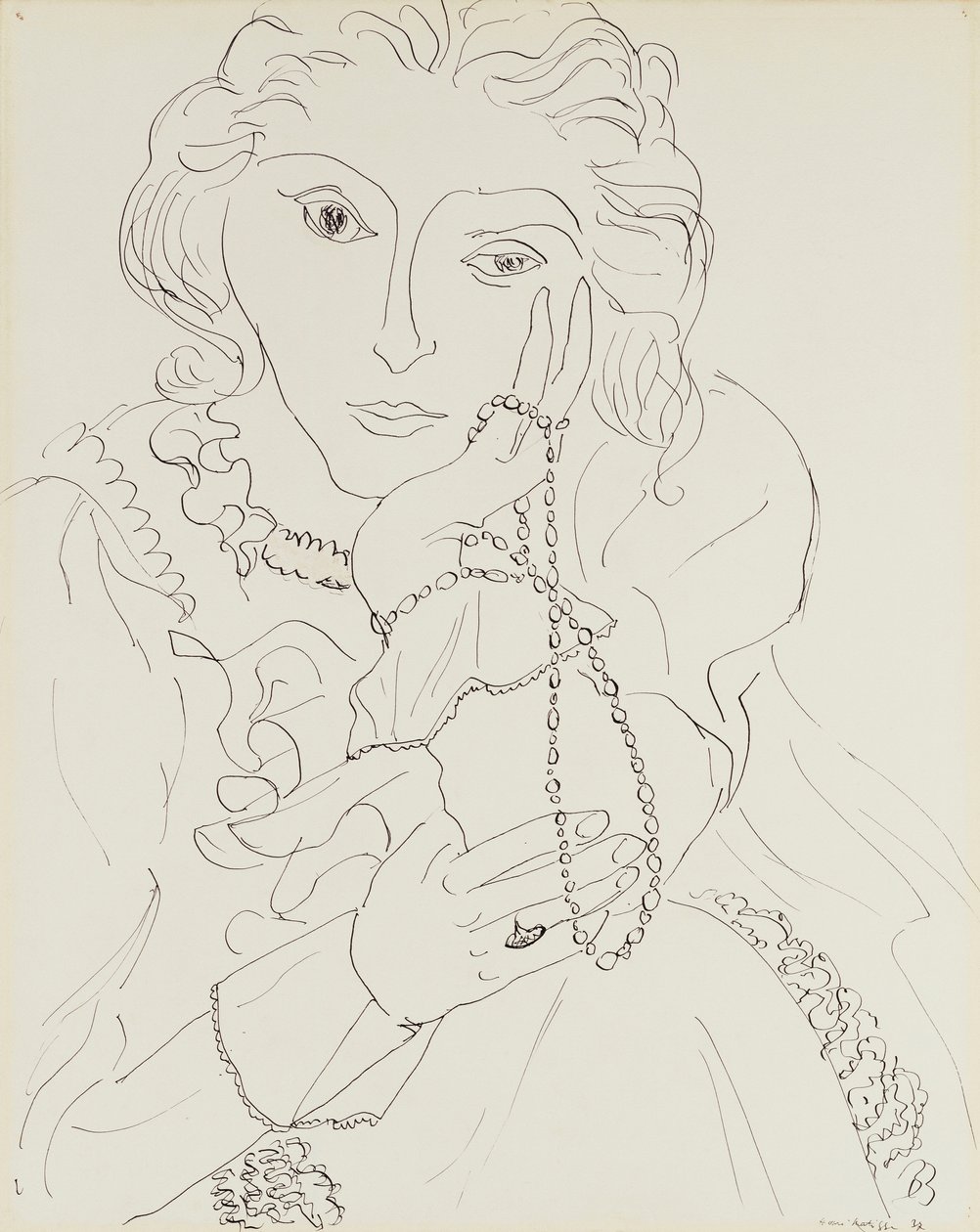 Woman with Ruffled Shirt and Pearl Necklace by Henri Matisse
