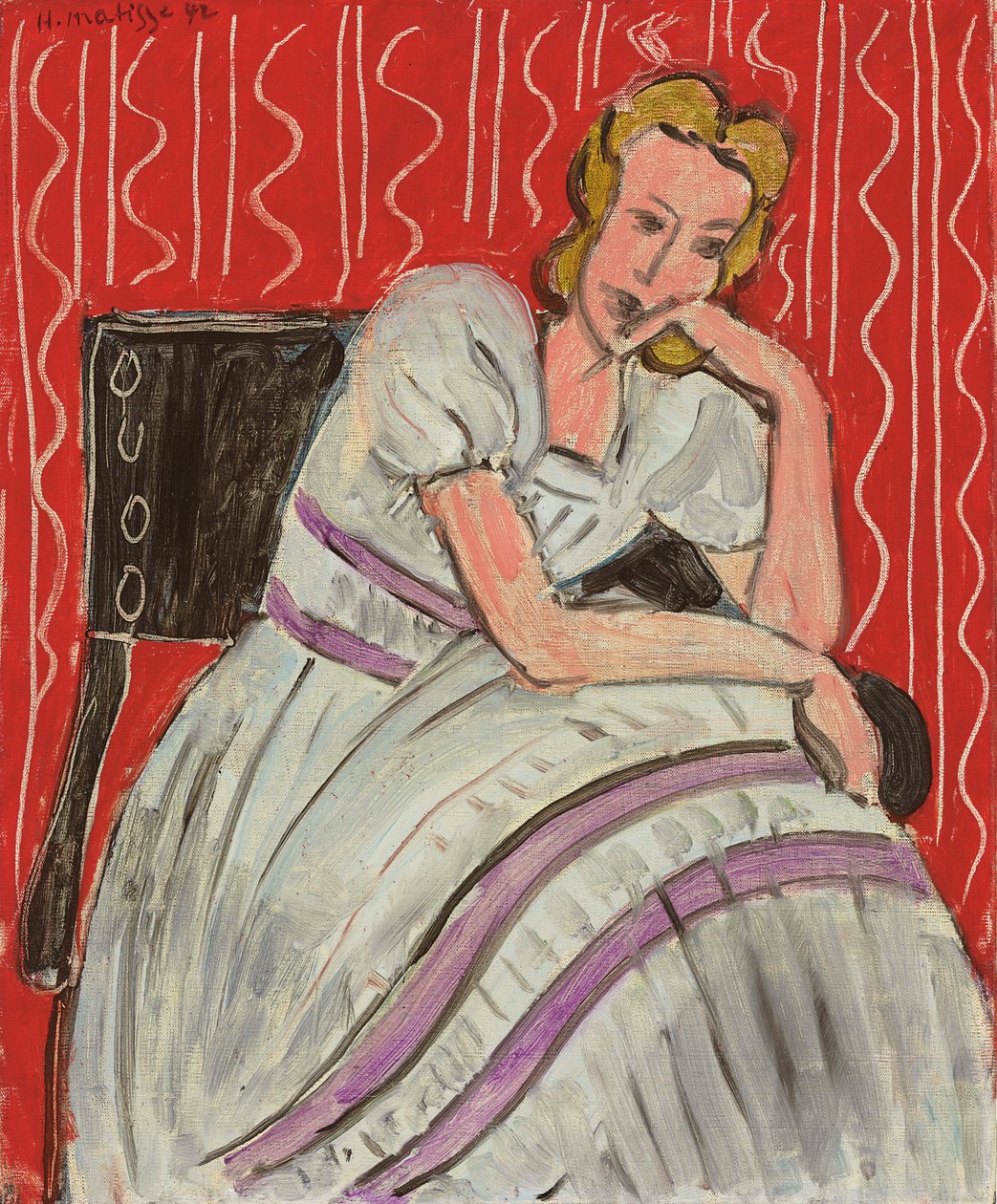 Young Woman Sitting in a Grey Dress by Henri Matisse