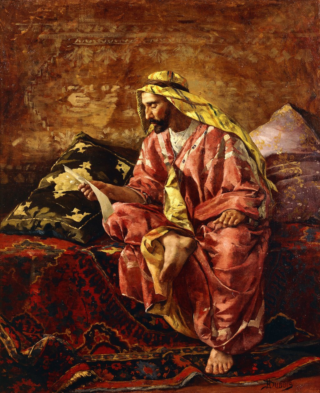 An Arab Reading a Letter by Henri Pierre Hippolyte Dubois