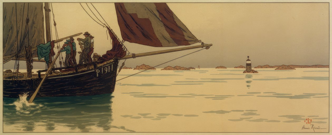 On Calm Sea by Henri Rivière