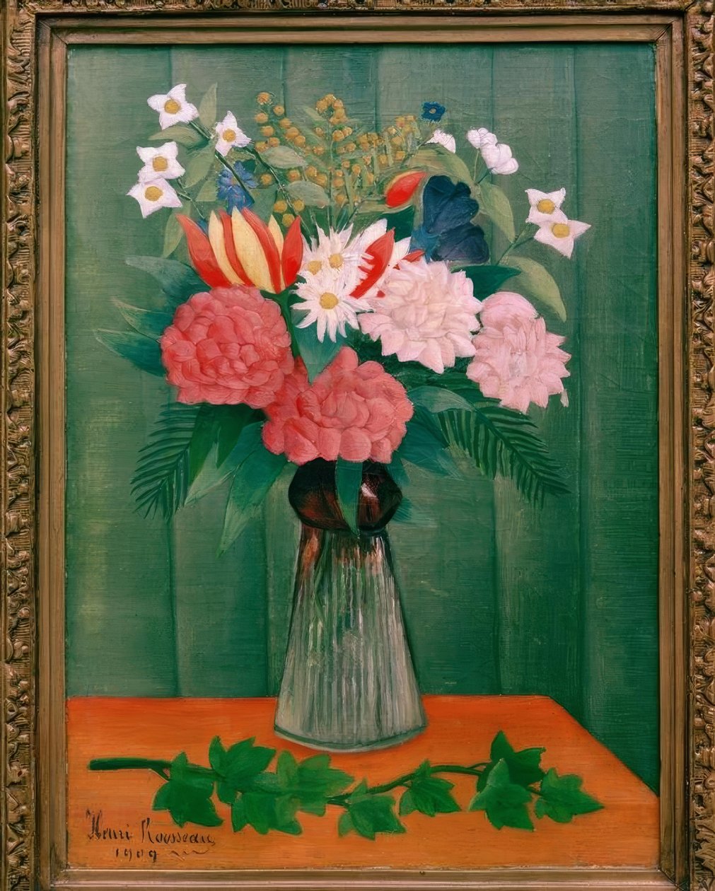 Bouquet of Flowers with Ivy Branch by Henri Rousseau
