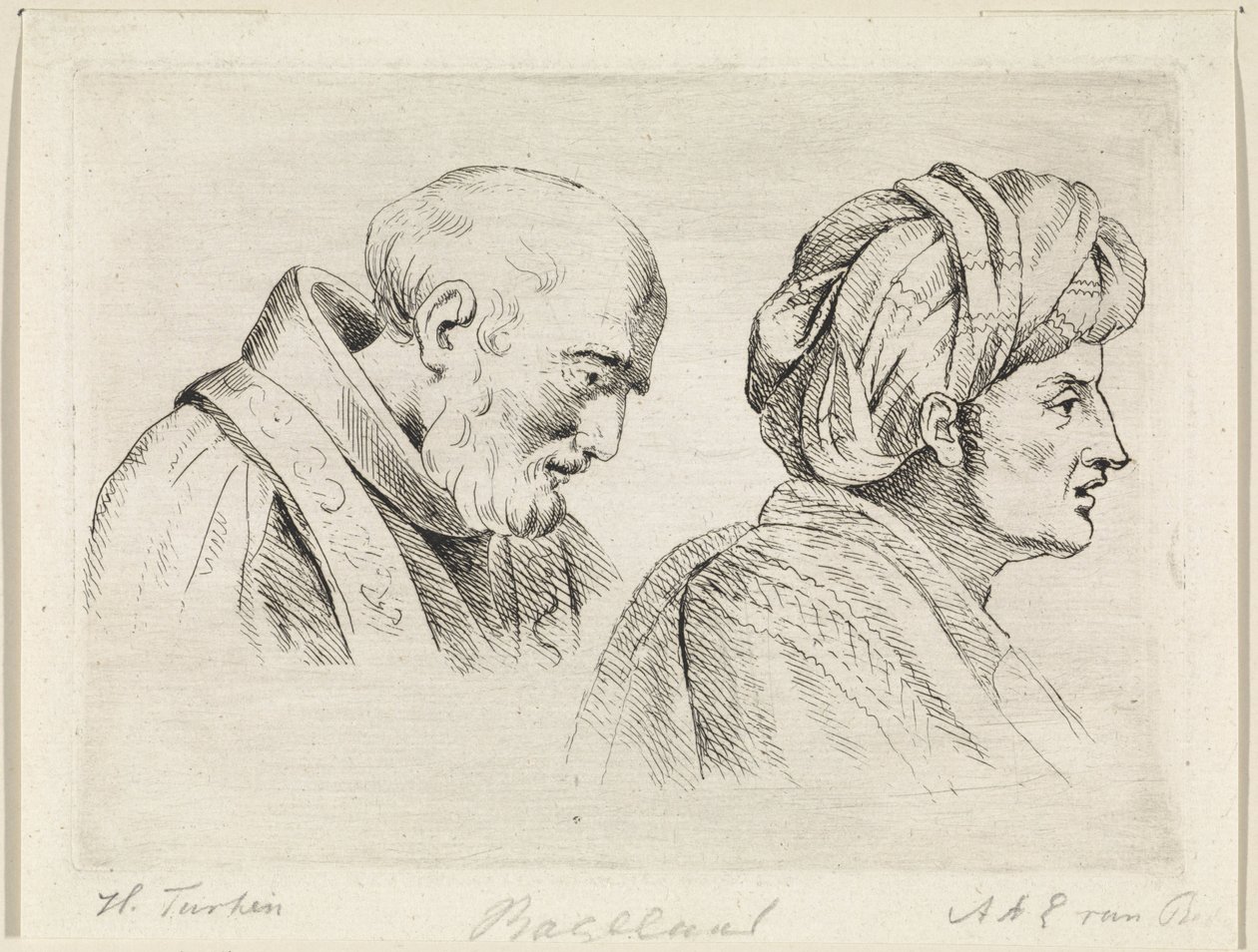 Cleric and a man with a turban by Henricus Turken