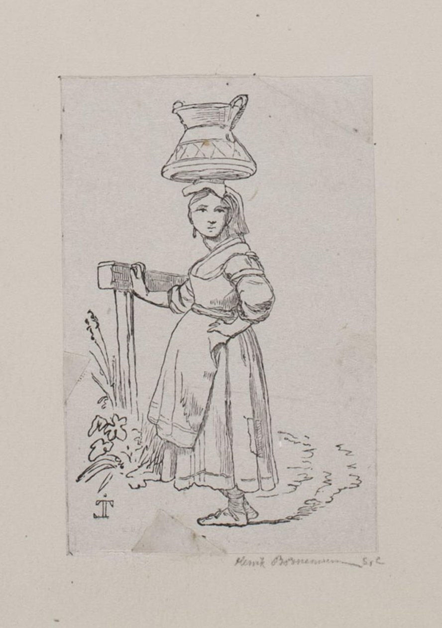 Italian Woman with Water Jug on Head by Henrik Bornemann