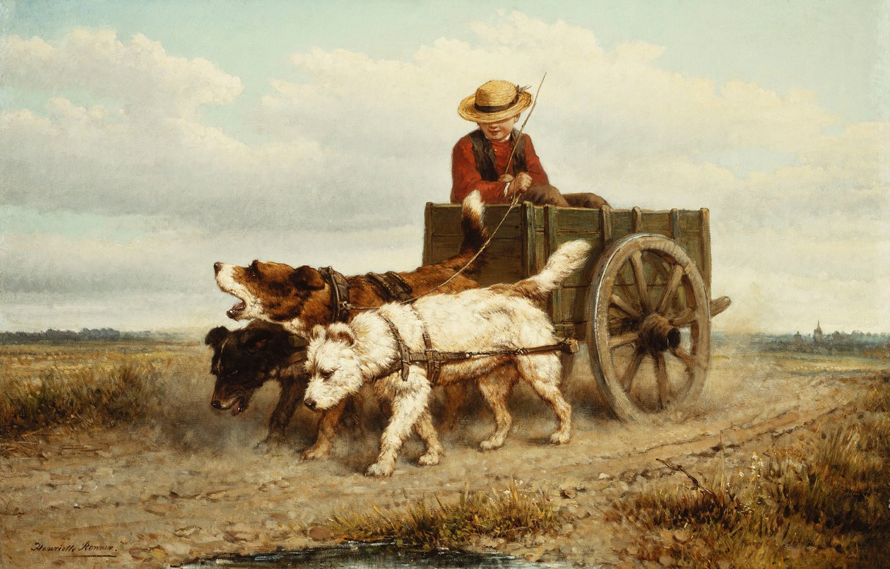 The Dog Cart by Henriëtte Ronner Knip