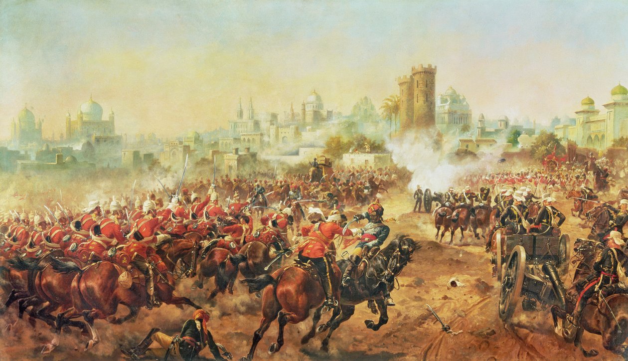 Charge of the Queens Bays against the Mutineers at Lucknow, 6th March 1858 by Henry A. Payne