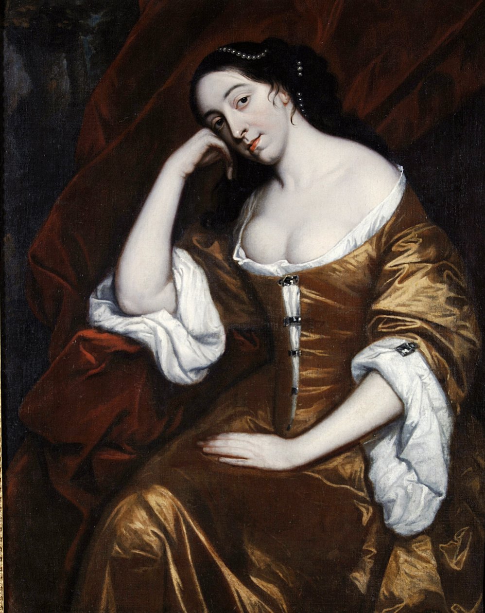 Portrait of a Lady, Wearing a Gold Dress with Red Robes by Henry Anderton