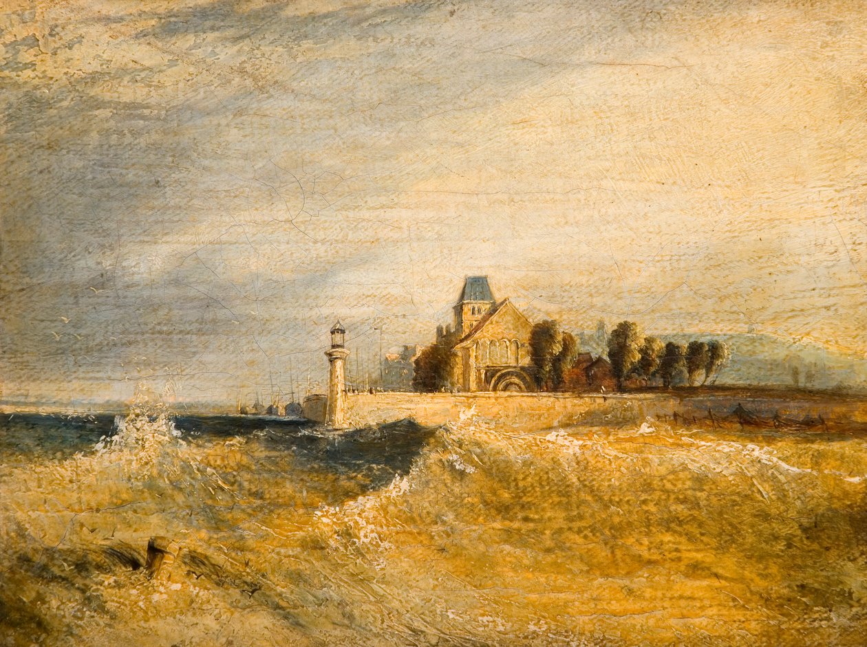 Coast Scene with Pier by Henry Dawson