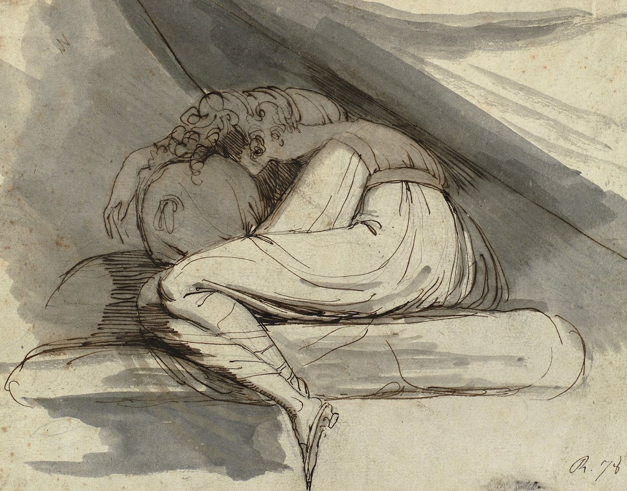 Woman Sitting, Curled up by Johann Heinrich Füssli