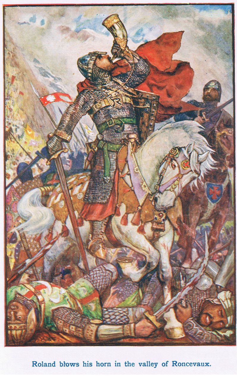 Roland blows his horn in the valley of Roncevaux by Henry Justice Ford