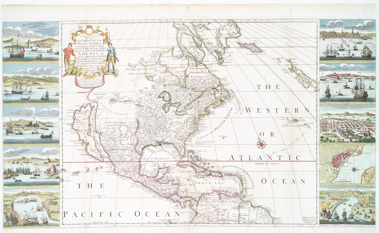 A New and Correct Map of the Trading Part of the West Indies by Henry Overton