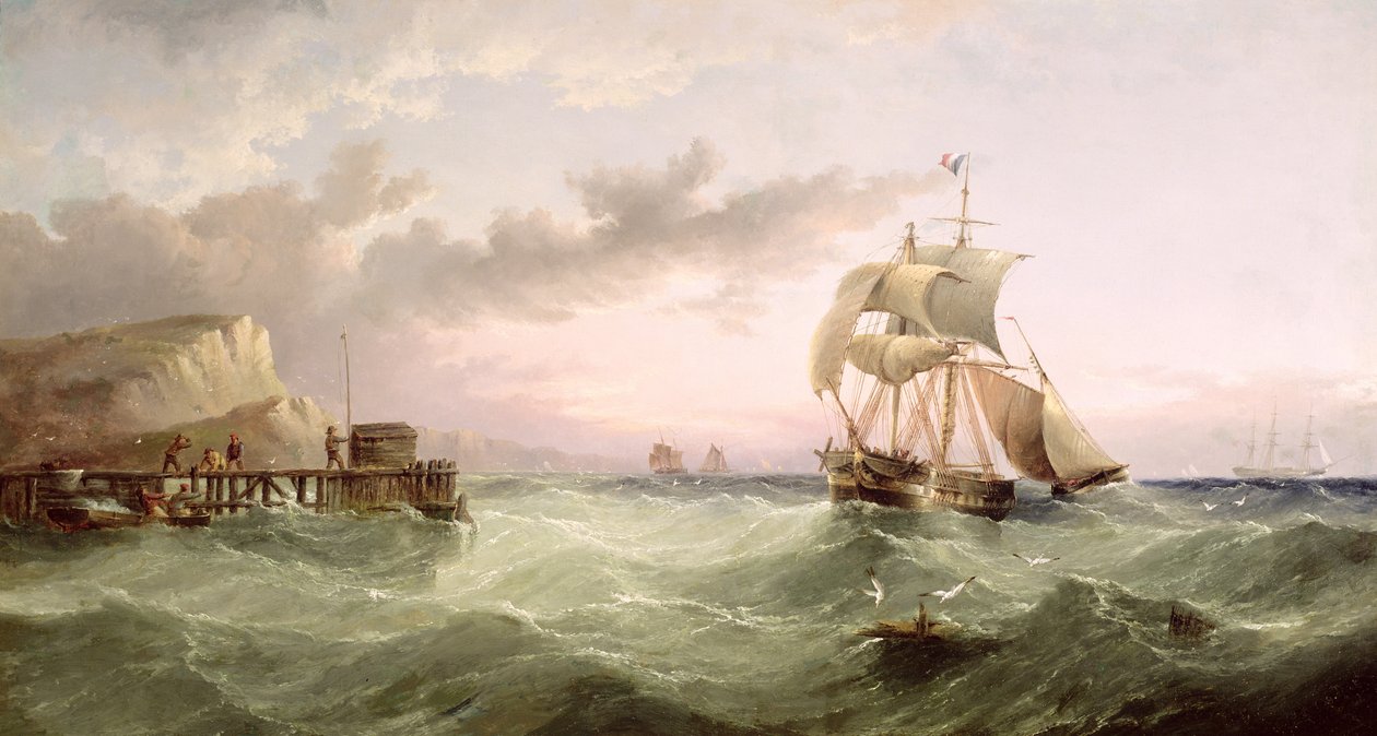 Shipping off Speeton Cliffs, Yorkshire by Henry Redmore