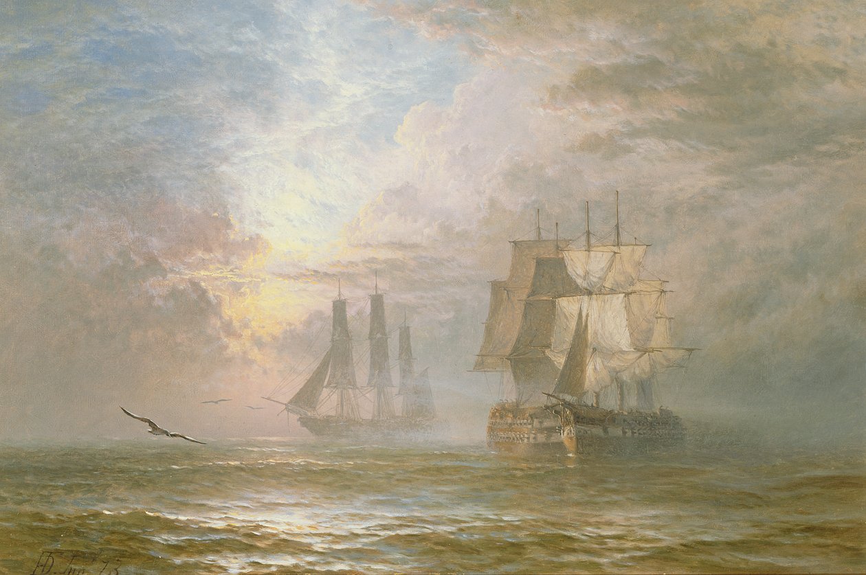 Men of War at Anchor, 1873 by Henry Dawson