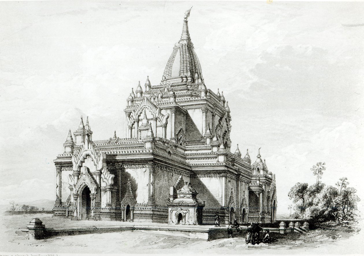 North Eastern View of Gaudapalen Temple at Pagan by Henry Yule