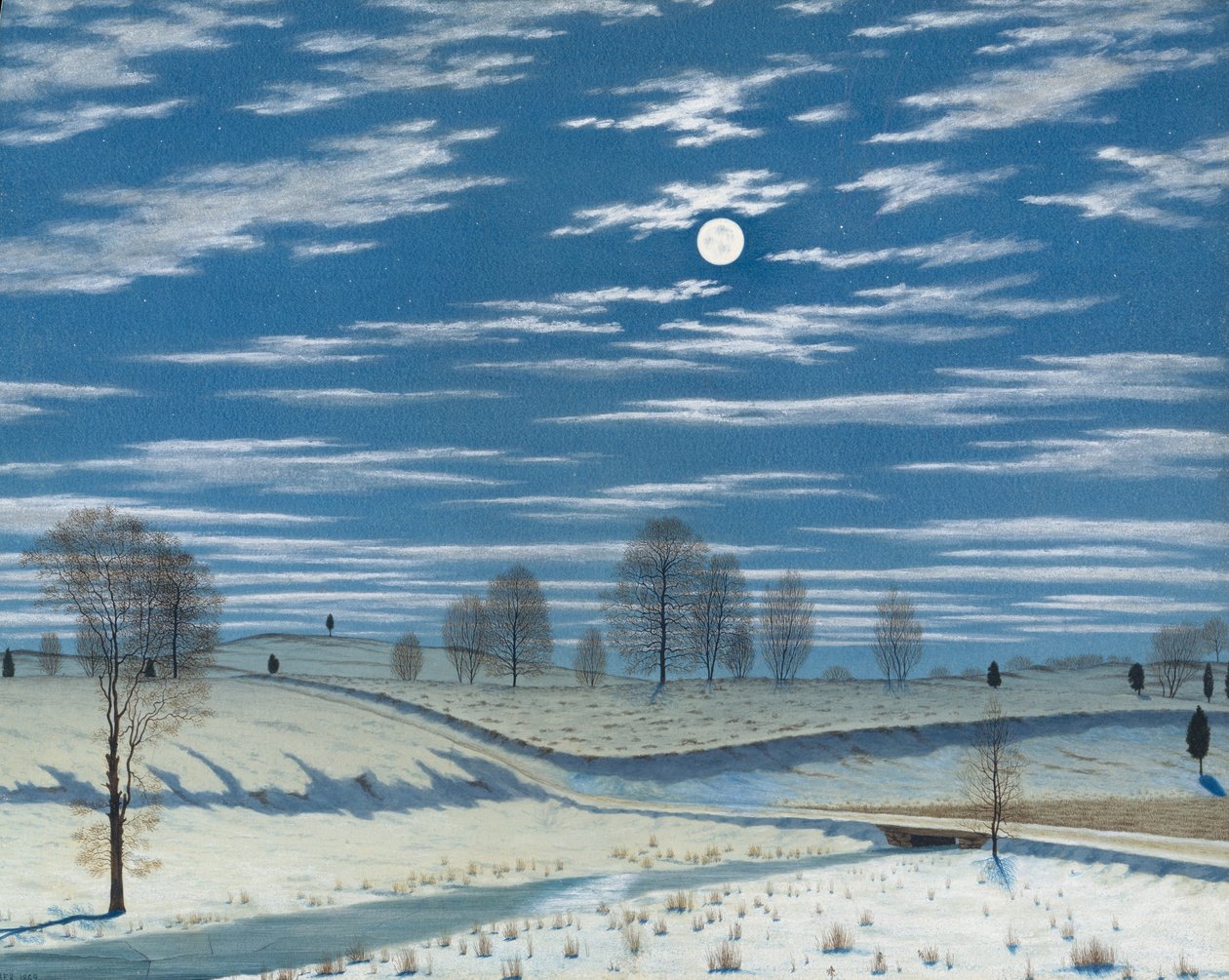 Winter Scene in Moonlight, 1869 by Henry Farrer