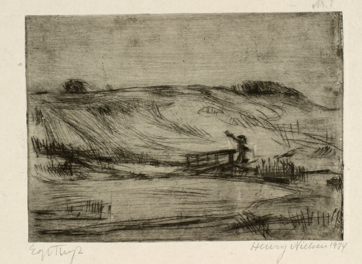 Landscape with a Man by a Bridge by Henry Nielsen