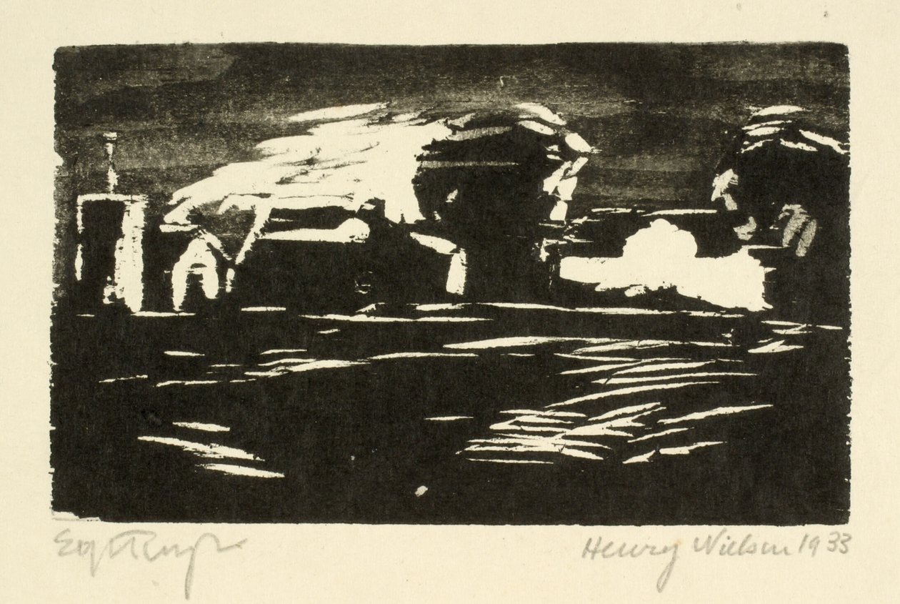 Dark Landscape with Trees and Houses by Henry Nielsen