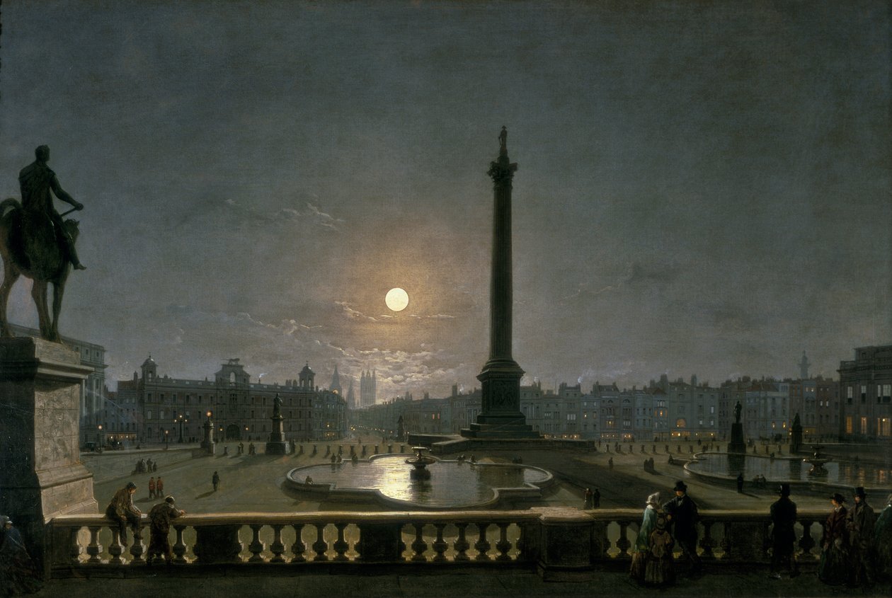 Trafalgar Square by Moonlight by Henry Pether