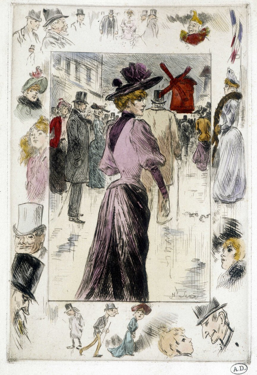 Woman in Front of the Moulin Rouge by Henry Somm