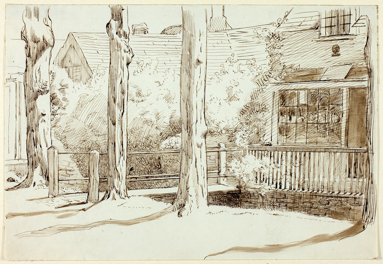 House and Old Trees by Henry Stacy Marks