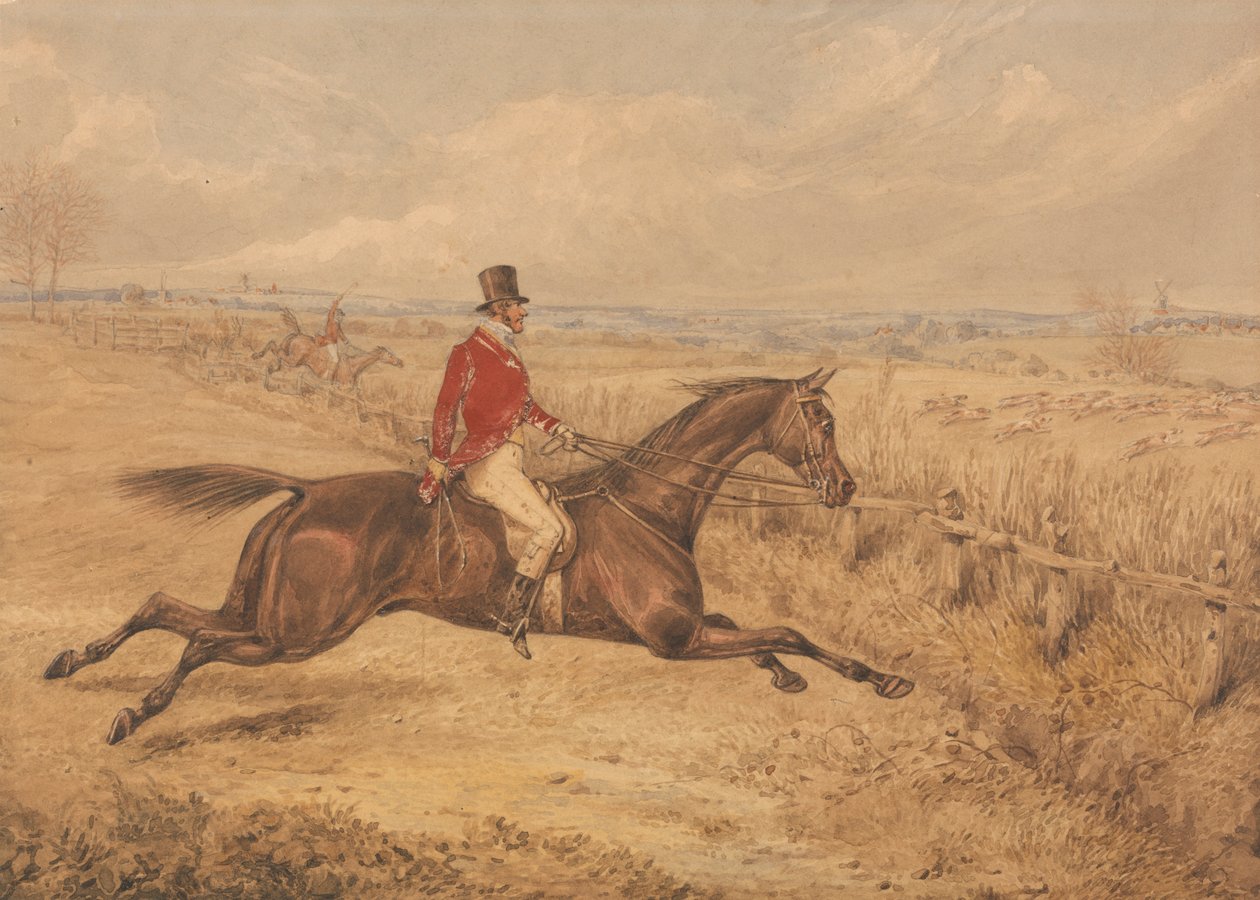 Charging an Ox Fence by Henry Thomas Alken
