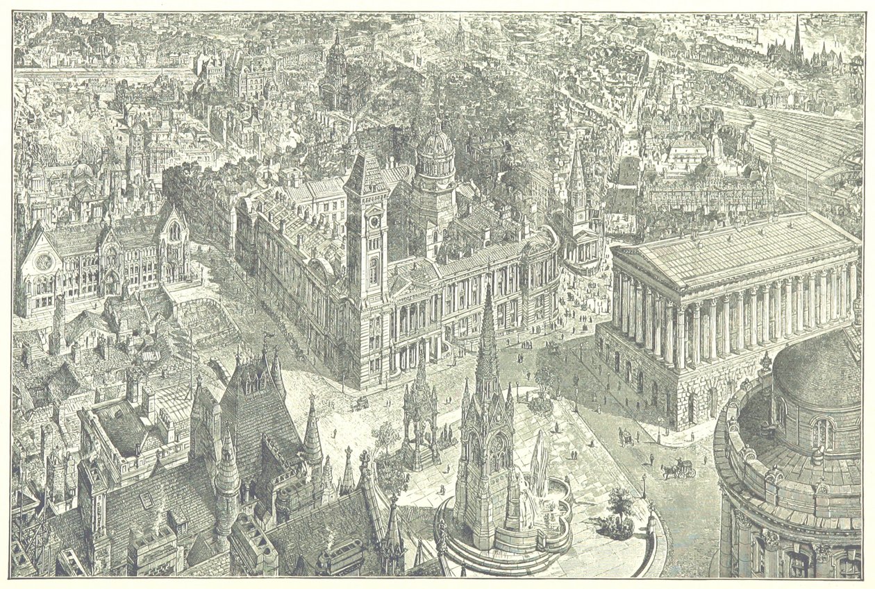 Birds-Eye View of Birmingham in 1886 by Henry William Brewer