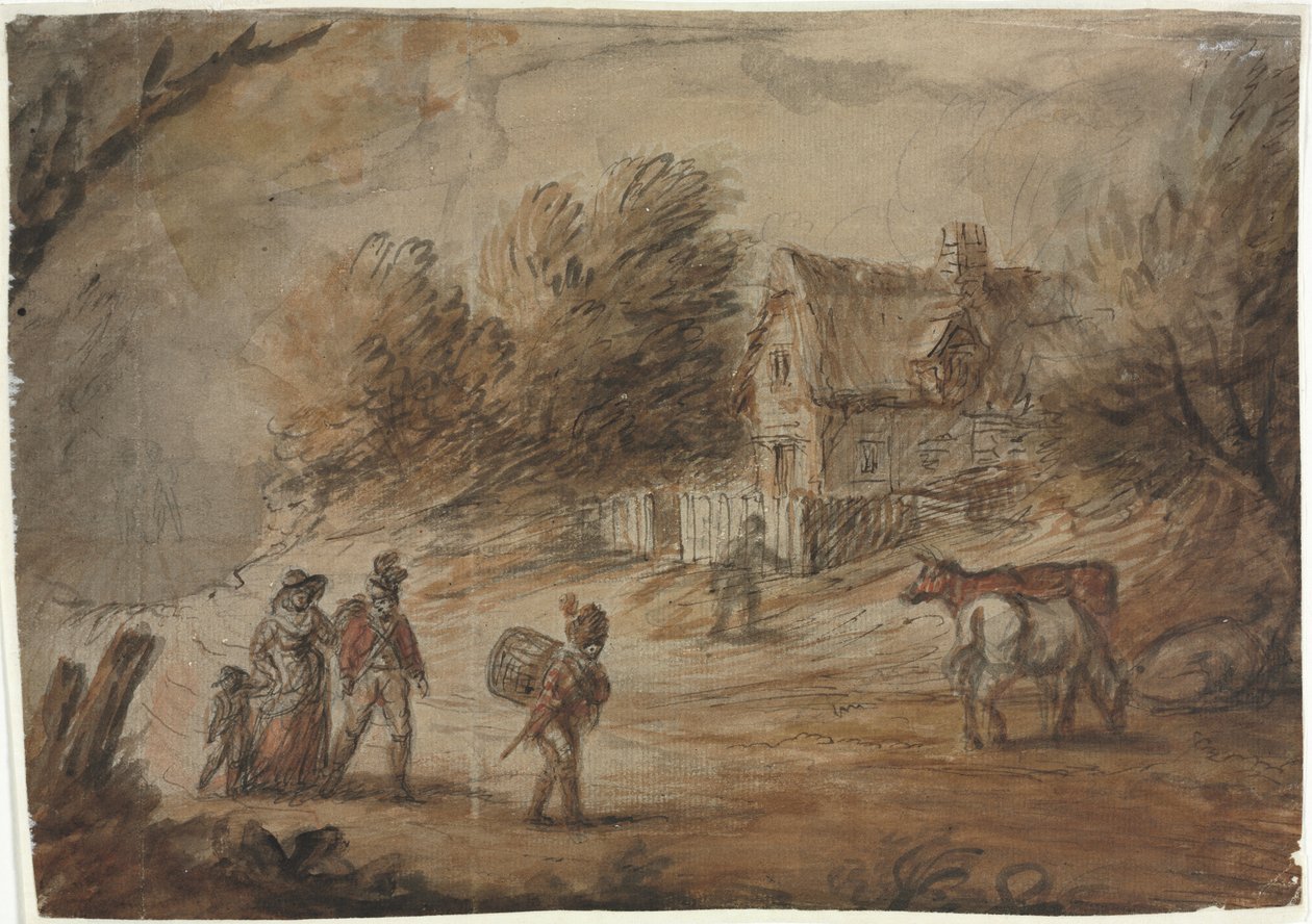 Country Scene with Soldiers by Henry William Bunbury