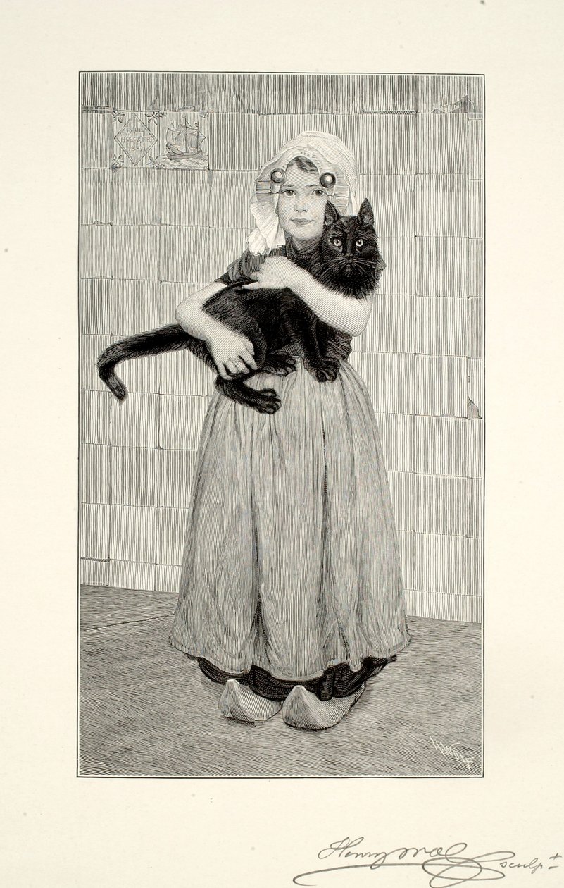 Girl with Cat by Henry Wolf