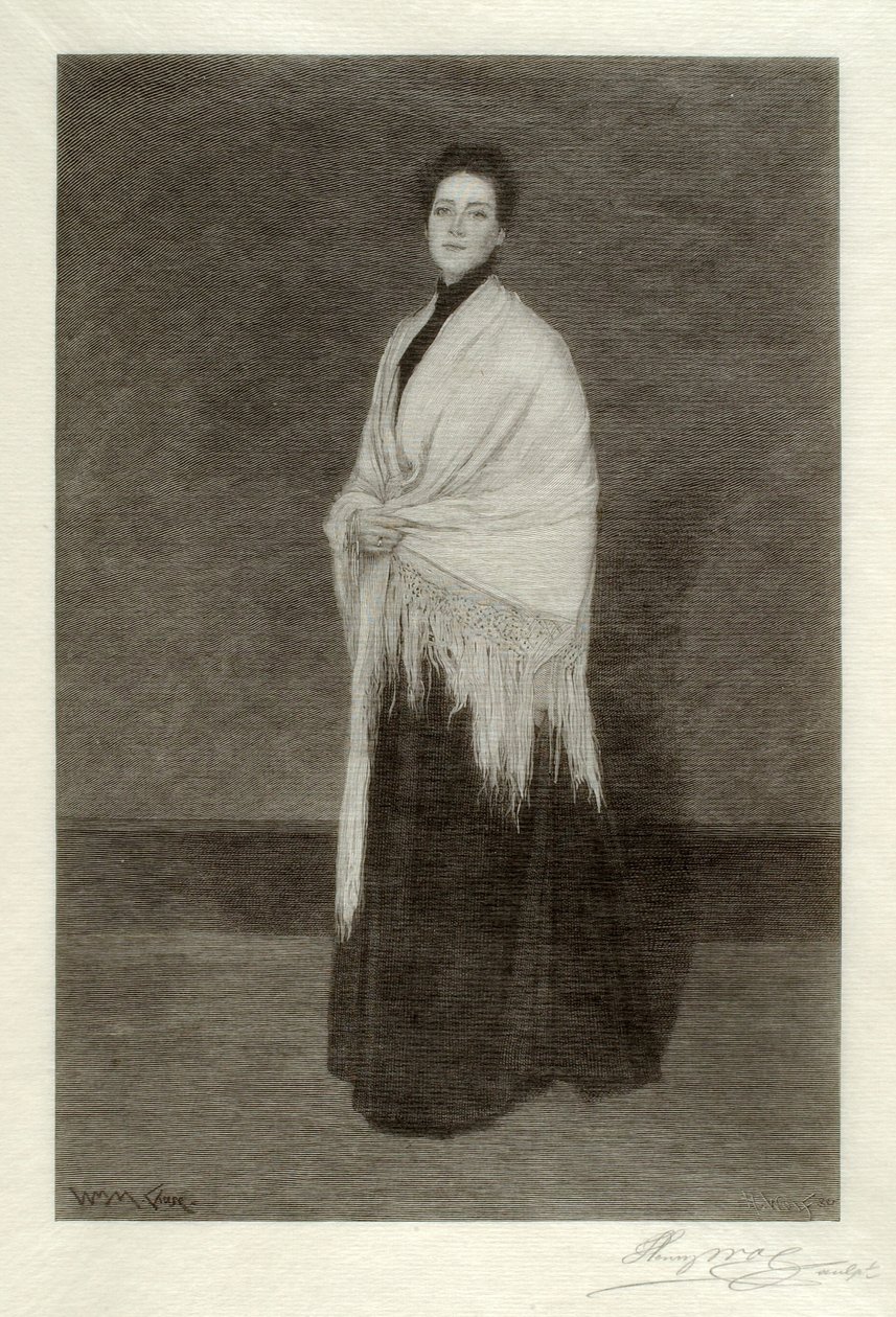 Lady with White Shawl by Henry Wolf