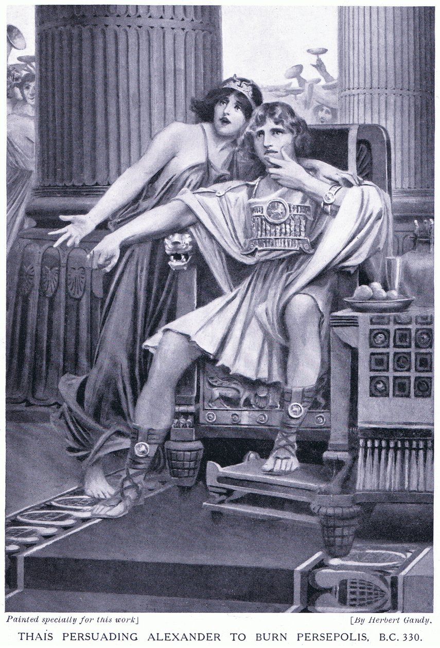 Thais persuading Alexander to burn Persepolis 330 BC by Herbert Gandy