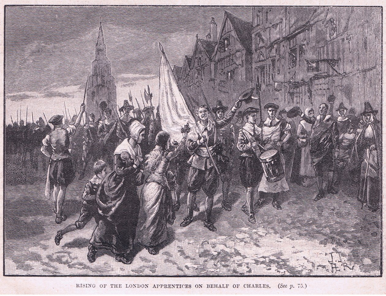 Rising of the London Apprentices on Behalf of Charles I AD 1648 by Herbert Railton