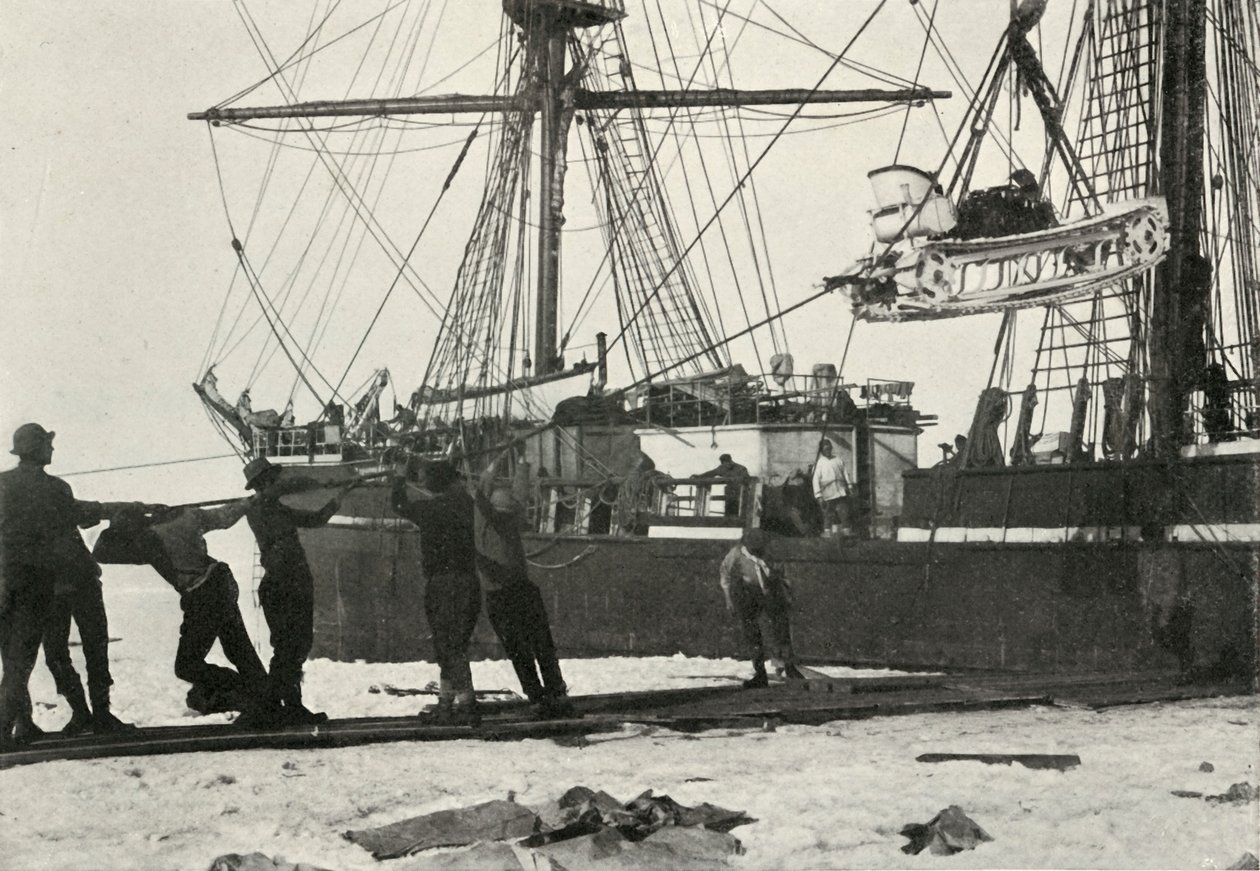 Landing a Motor-Sledge by Herbert Ponting