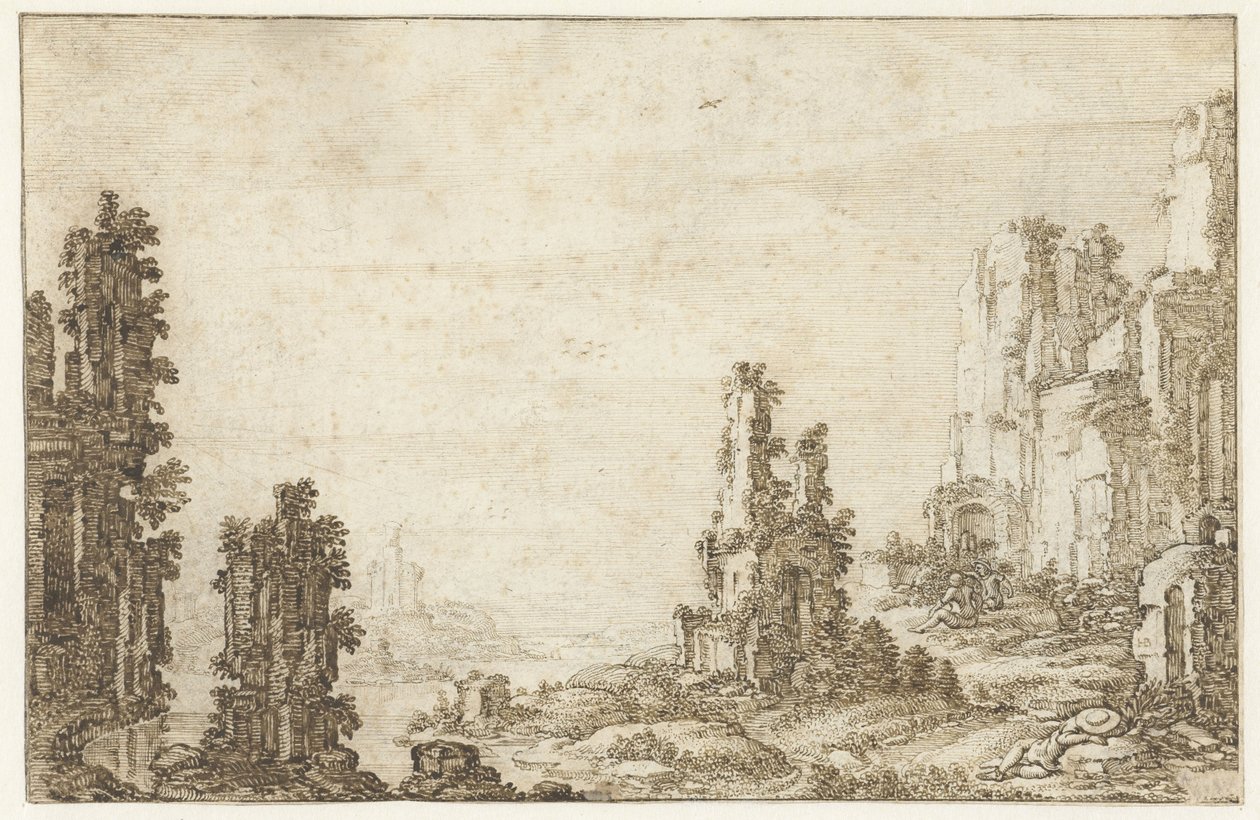 Landscape with ruins by Herman Breckerveld