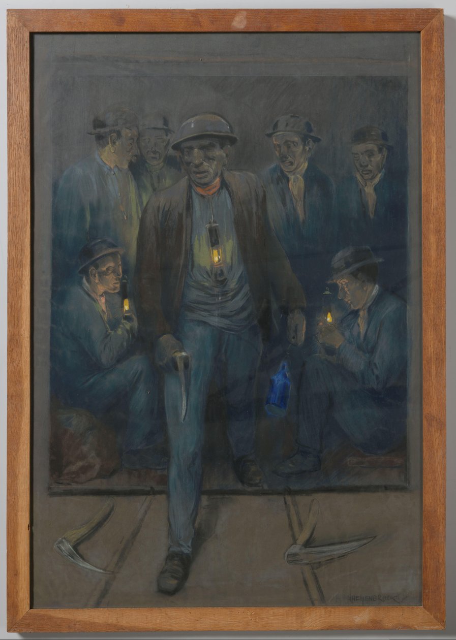 Miners Leaving a Shaft Cage by Herman Heijenbrock