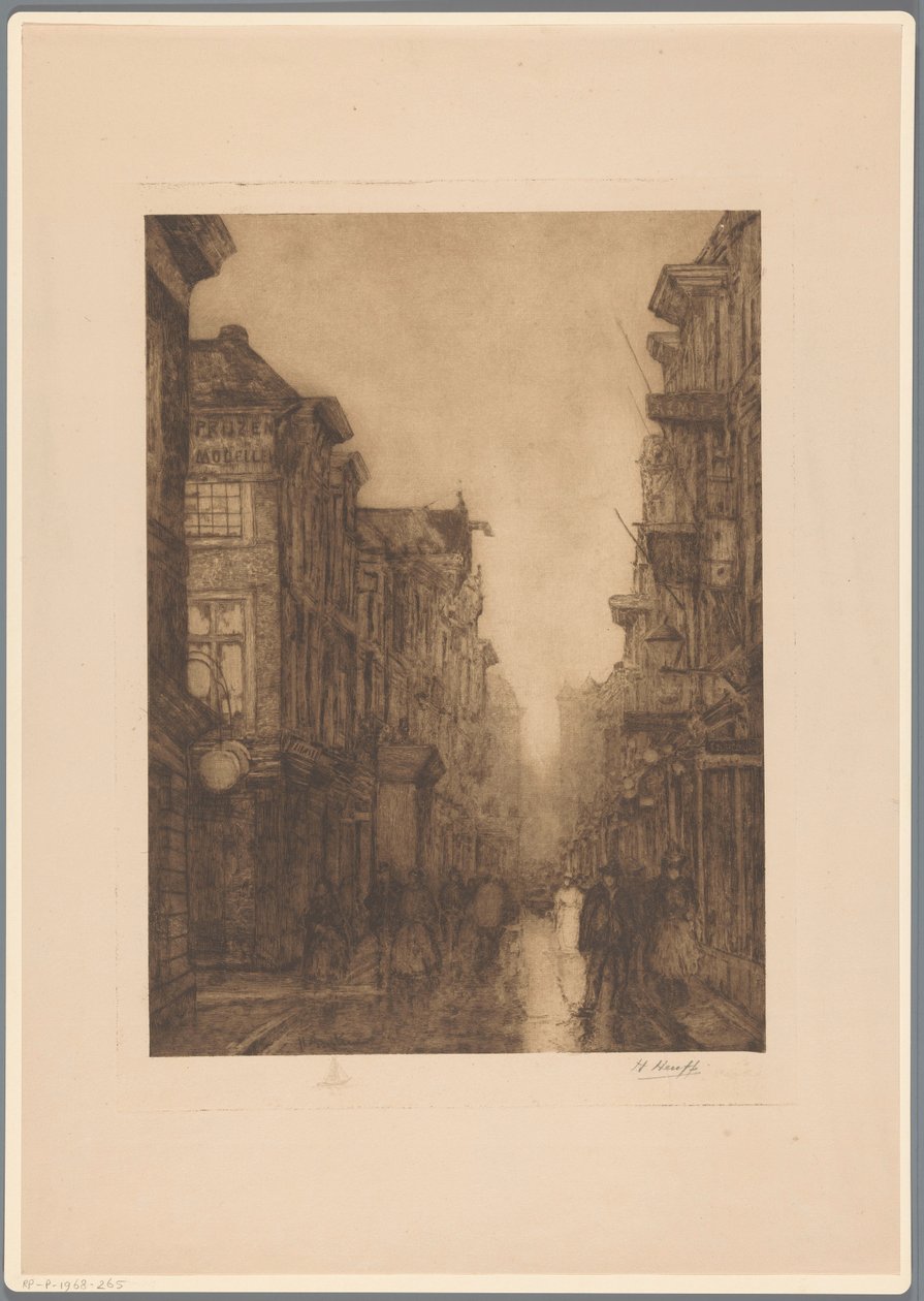 Spuistraat in The Hague by Herman Heuff (signed by artist)