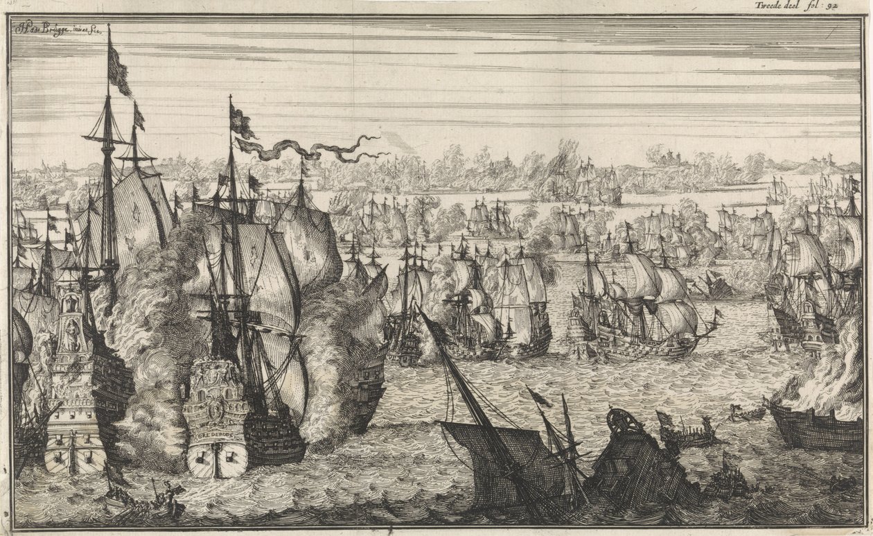 Naval Battle at Duins, 1639 by Herman Padtbrugge