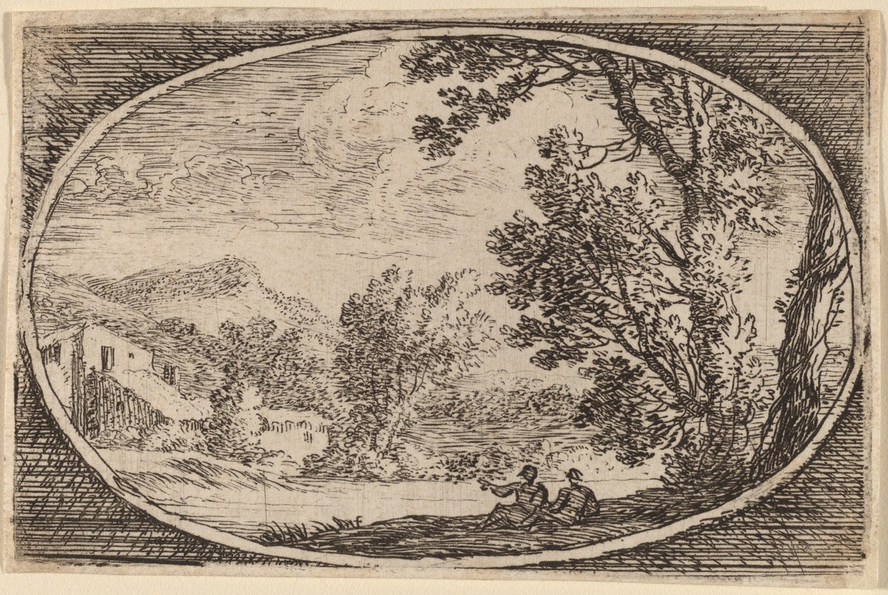 Two Men Seated Near the Waterside by Herman van Swanevelt
