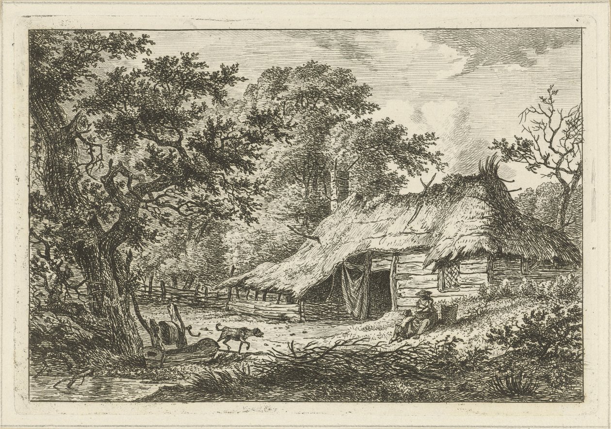 Farm with Woman, Child, and Dog by Hermanus Fock