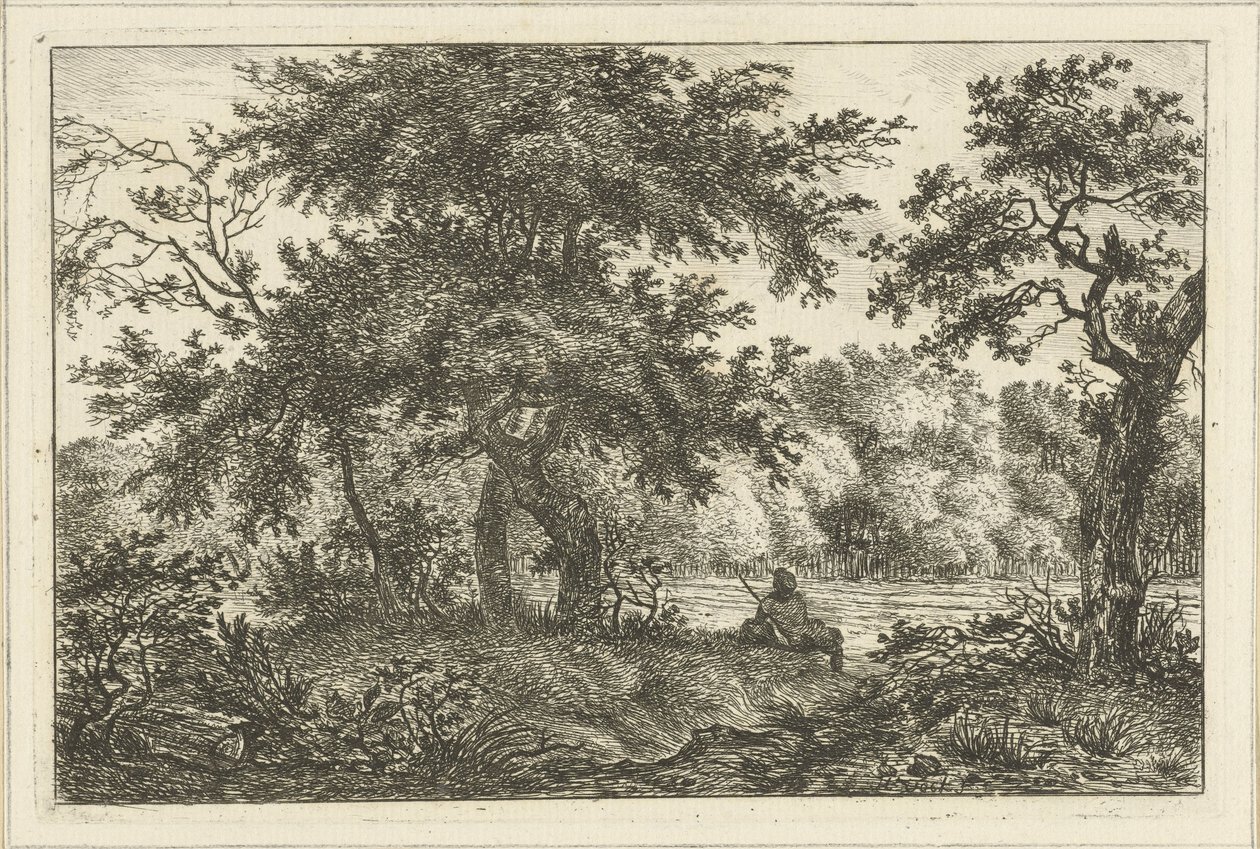 Resting Man in Forest by Hermanus Fock