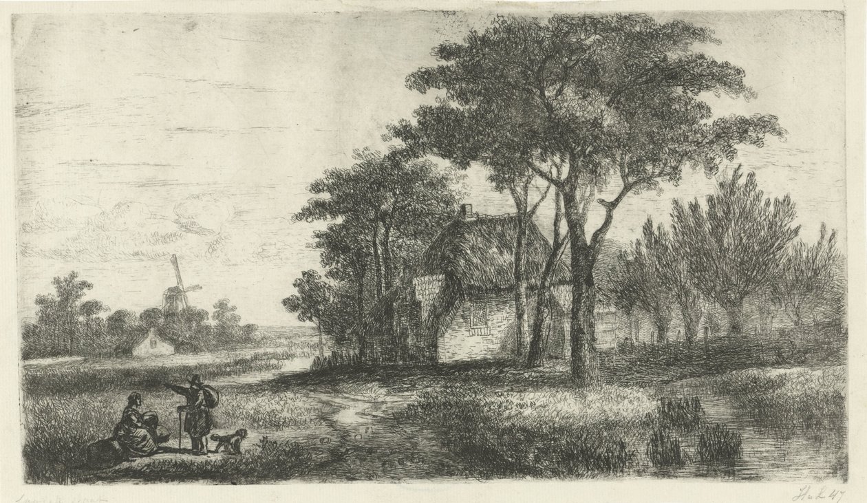 Landscape with a Walker by Hermanus Jan Hendrik van Rijkelijkhuysen