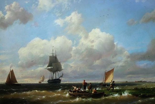 Off Helvoetsluys, Isle of Voorne by Hermanus Koekkoek