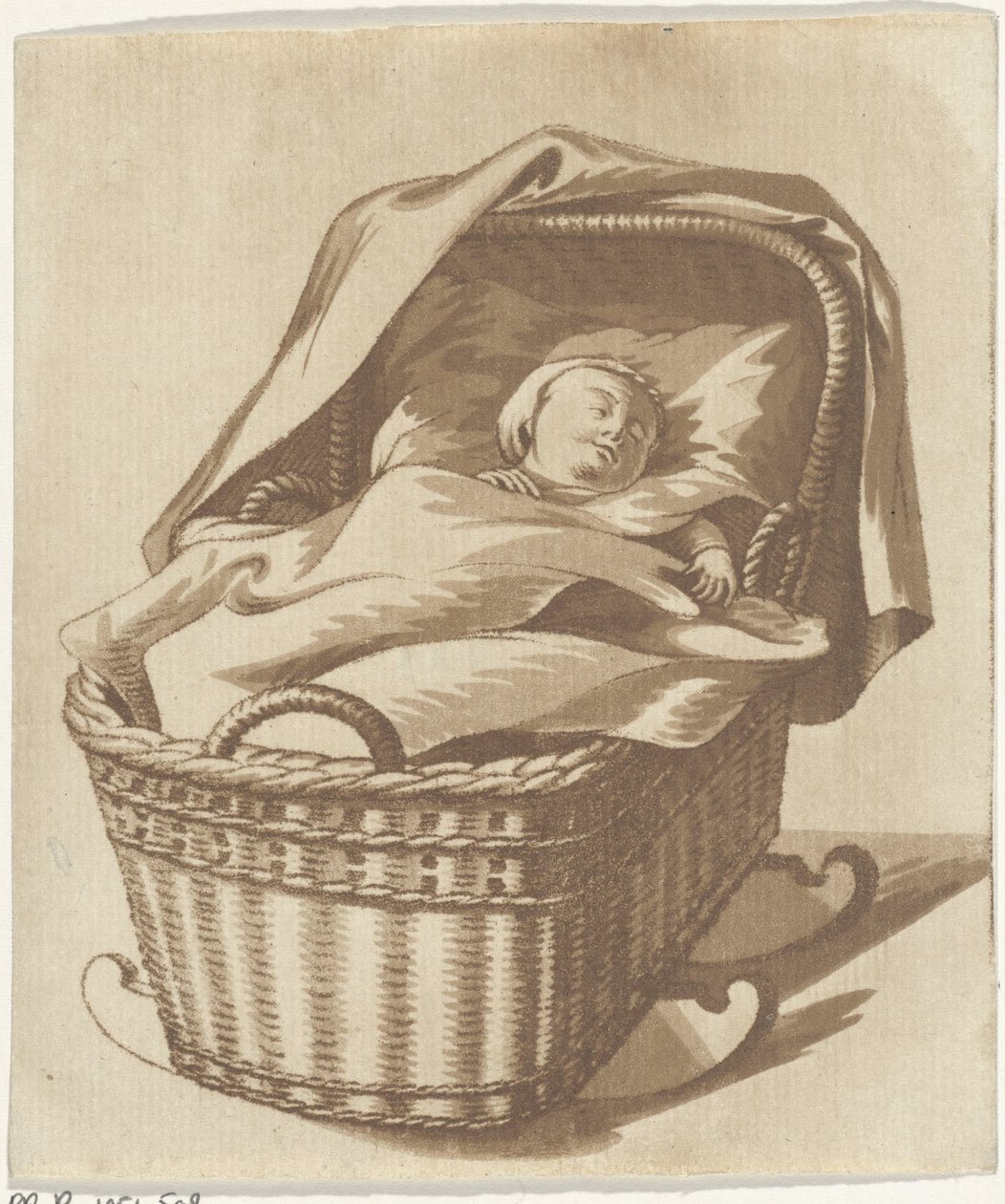 Sleeping Baby in a Cradle by Hermanus Numan