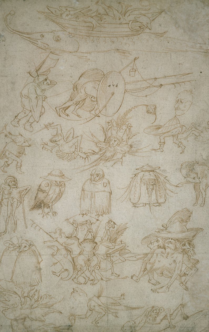 Grotesque Studies (verso) by Hieronymus Bosch