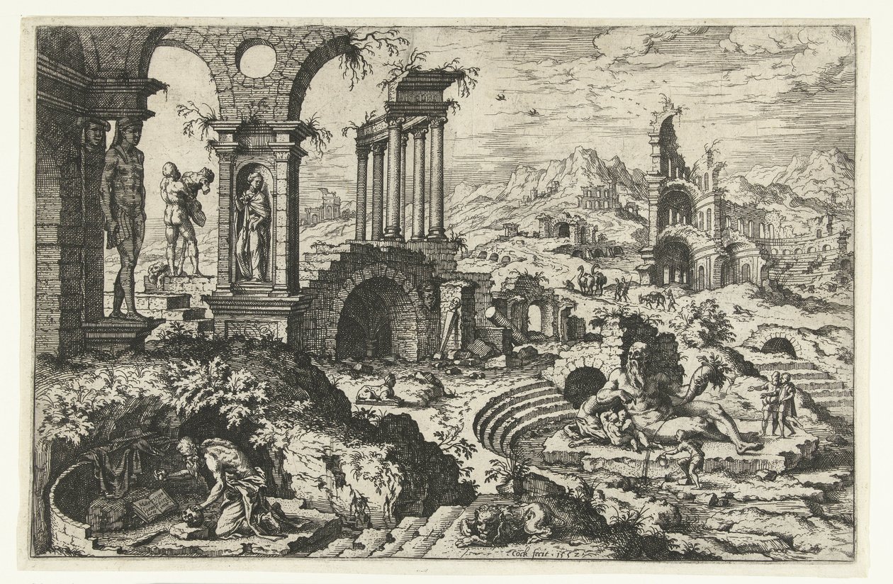 Ruined Landscape with the Penitent Jerome by Hieronymus Cock