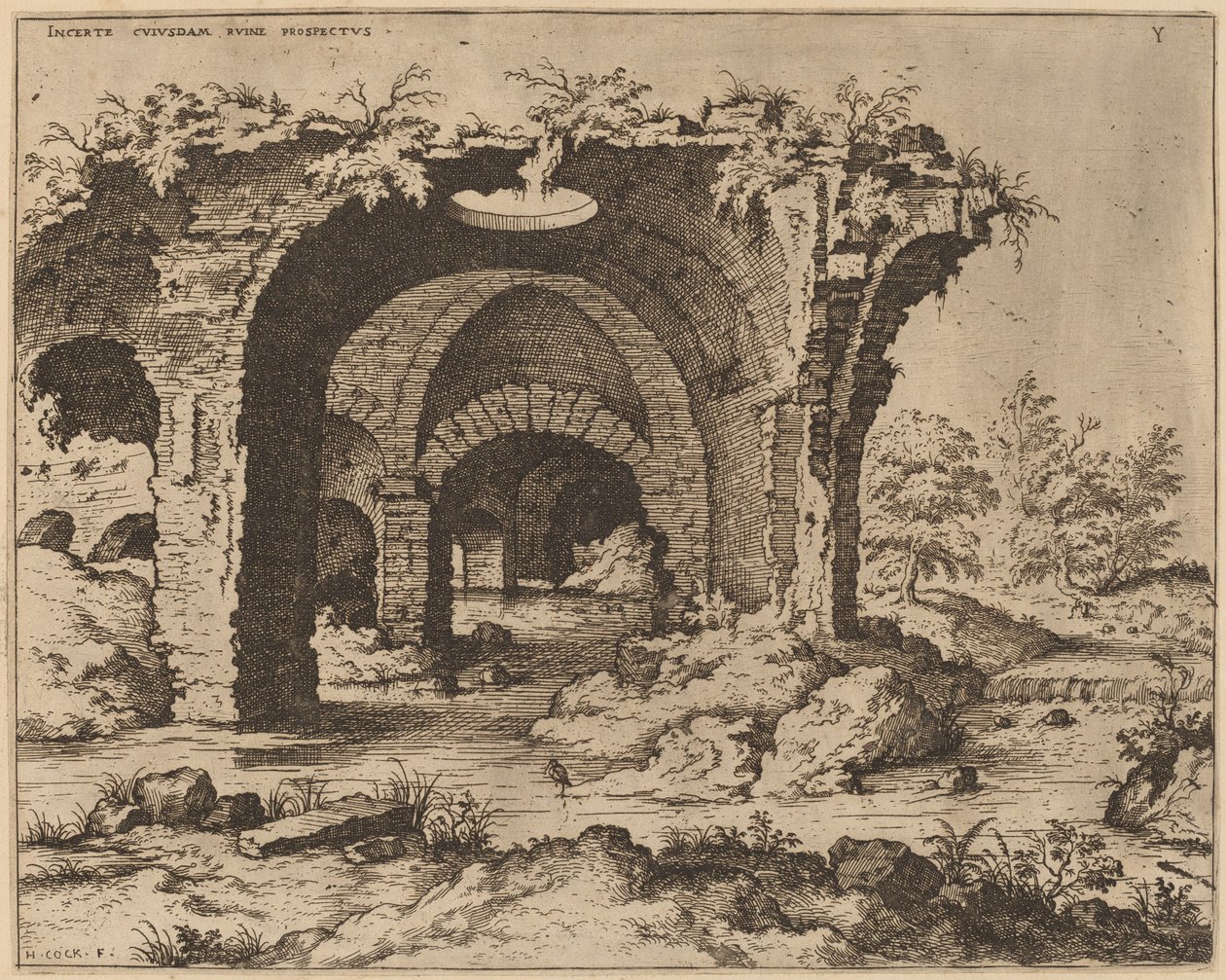 View of Unidentified Ruins by Hieronymus Cock